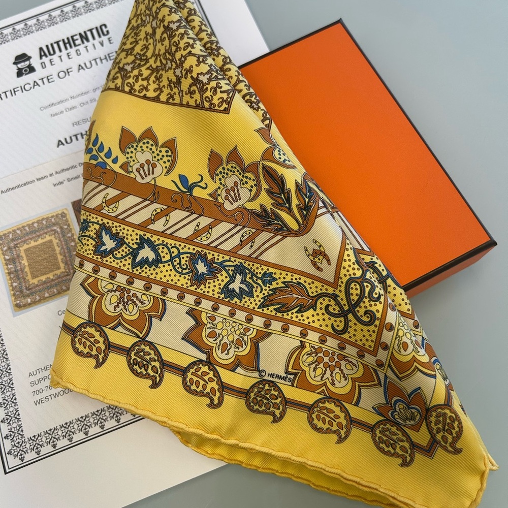 Hermès “Chasse en Inde” Silk Handkerchief / Pocket Square
